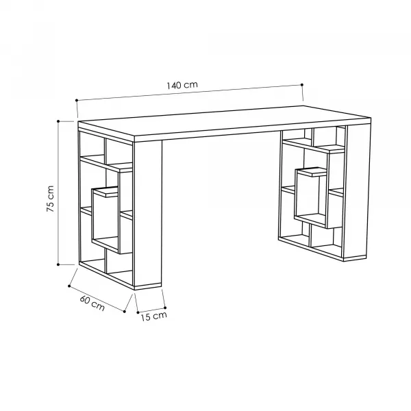 Písací stôl Maze - White, Oak