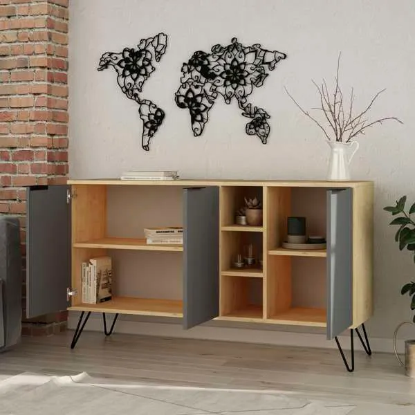 Konzolový stolík Clara Console - Oak, Anthracite