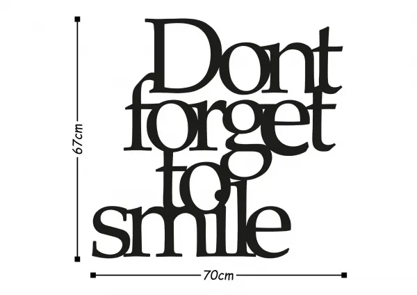 ASIR Kovová dekorácia na stenu DON'T FORGET FOR SMILE 70 cm