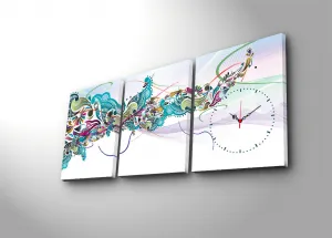 ASIR Nástenné hodiny na plátne MODRÉ ORNAMENTY 96 cm