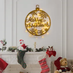 ASIR Kovová dekorácia na stenu MERRY CHRISTMAS s LED podsvietením 66 cm