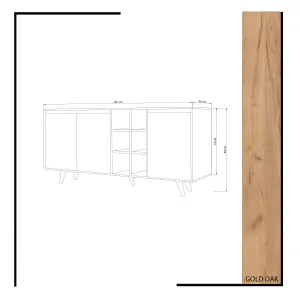 Hanah Home Komoda Seria 140 cm dub craft zlatý/biela