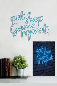 ASIR Nástenná dekorácia s LED podsvietením EAT SLEEP modrá