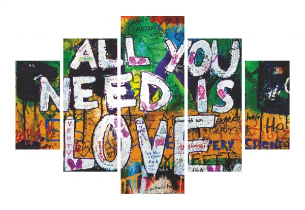 ASIR Sada nástenných obrazov ALL YOU NEED IS LOVE 92 cm MDF
