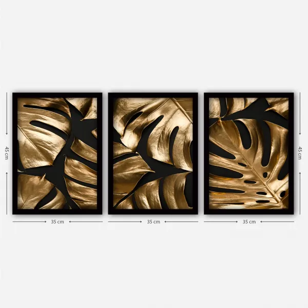 ASIR Sada nástenných obrazov ZLATÁ MONSTERA 35 cm WOOD