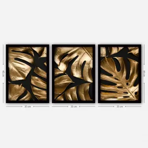 ASIR Sada nástenných obrazov ZLATÁ MONSTERA 35 cm WOOD