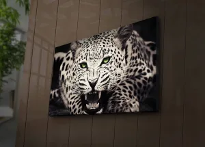 ASIR Nástenná Obraz s LED podsvietením BIELY LEVHART 45 cm plátno