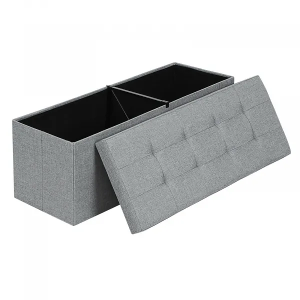 SONGMICS Úložný sedací box čalúnený skladací 110x38 cm sivý