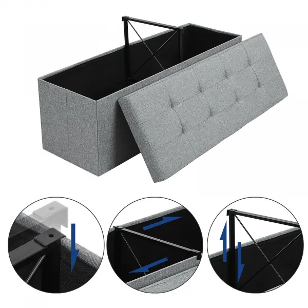 SONGMICS Úložný sedací box čalúnený skladací 110x38 cm sivý
