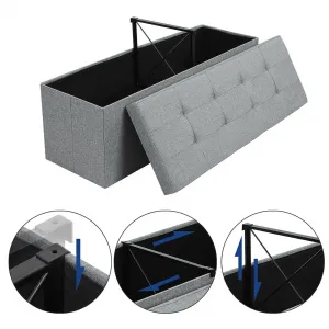 SONGMICS Úložný sedací box čalúnený skladací 110x38 cm sivý