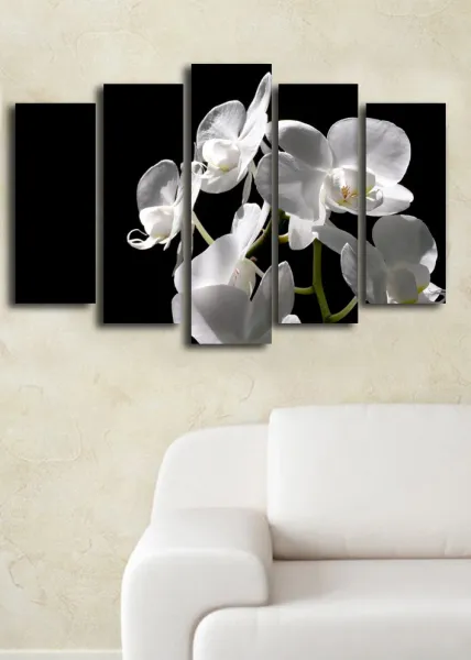 ASIR Súbor nástenných obrazov na plátne BIELA ORCHIDEA 105 cm