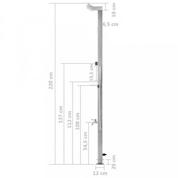 Záhradná sprcha 220 cm strieborná Dekorhome