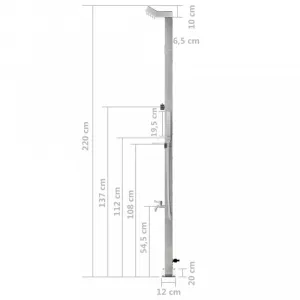 Záhradná sprcha 220 cm strieborná Dekorhome