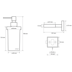 SAPHO XQ100 X-Square dávkovač mydla 250 ml, chróm
