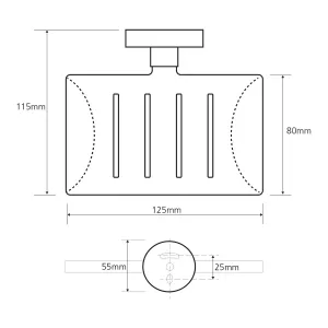 SAPHO - X-ROUND mýdlenka obdélníková s otvory, chrom XR804