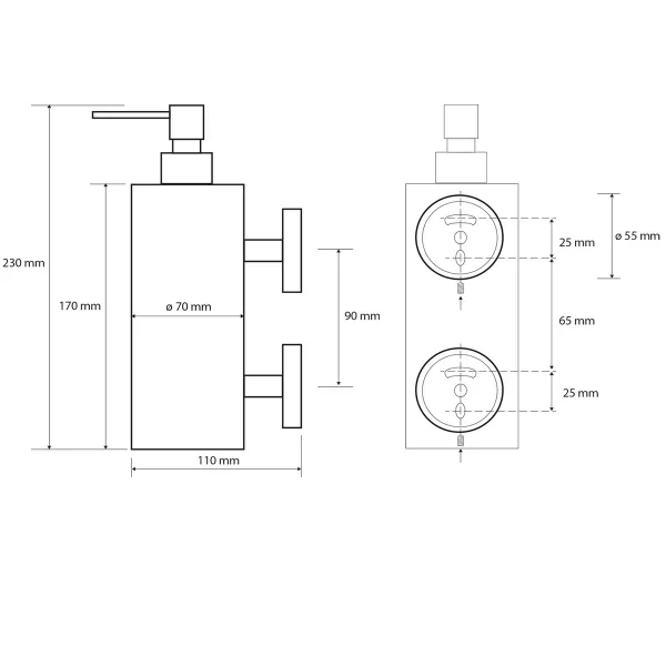 SAPHO - X-ROUND dávkovač mydla 550ml, chróm XR102
