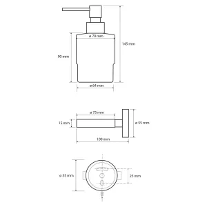 SAPHO - X-ROUND dávkovač mýdla 200ml, mléčné sklo, chrom XR103
