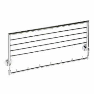 SAPHO XR422 X-Round polička na uteráky výklopná s hačikmi 65 cm, strieborná