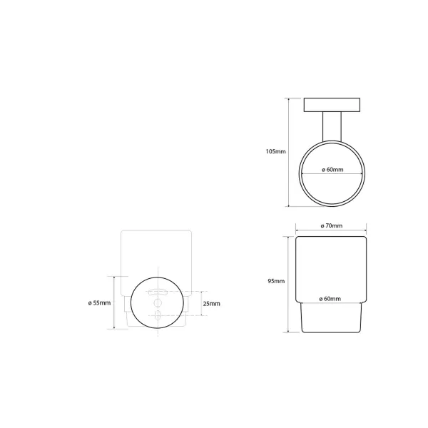 SAPHO - X-ROUND sklenka, mléčné sklo, chrom XR903