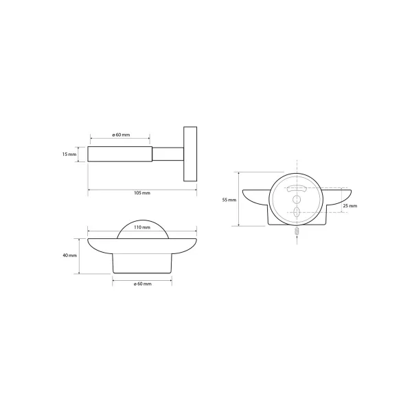 SAPHO - X-ROUND mýdlenka, mléčné sklo, chrom XR803