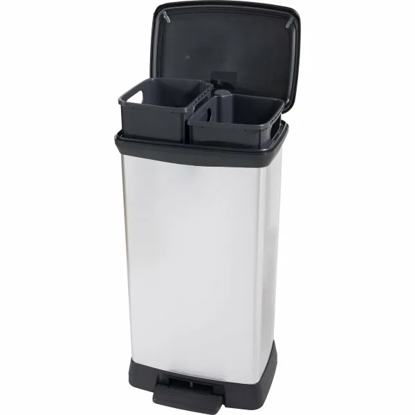 CURVER Odpadkový kôš DECO BIN DUO 23L+23L | strieborná