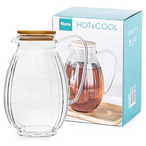 4Home Sklenený džbán Hot&Cool Juicy s bambusovým viečkom, 1,5 l