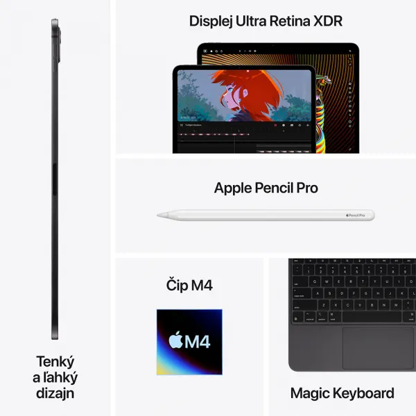 Apple iPad Pro 13" Wi-Fi 1TB sklo s nanotextúrou - Strieborný (2024) MWRG3HC/A