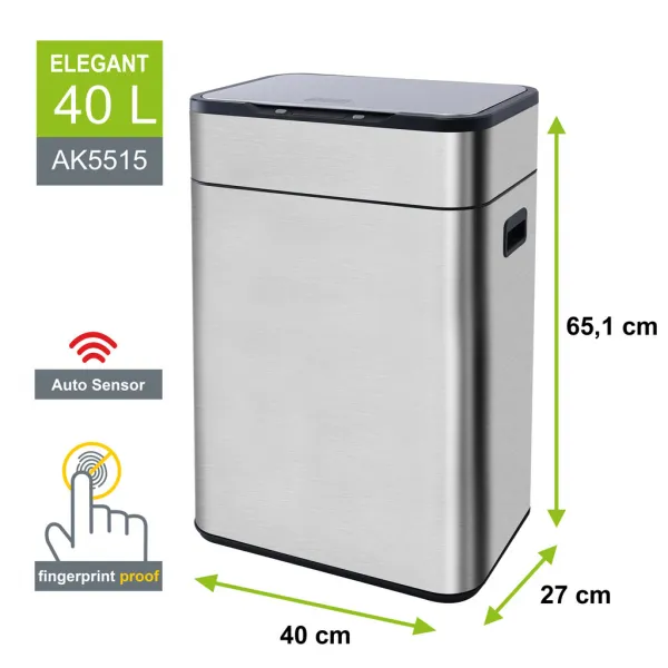 Helpmation ELEGANT 40 l AK5515 bezdotykový koš