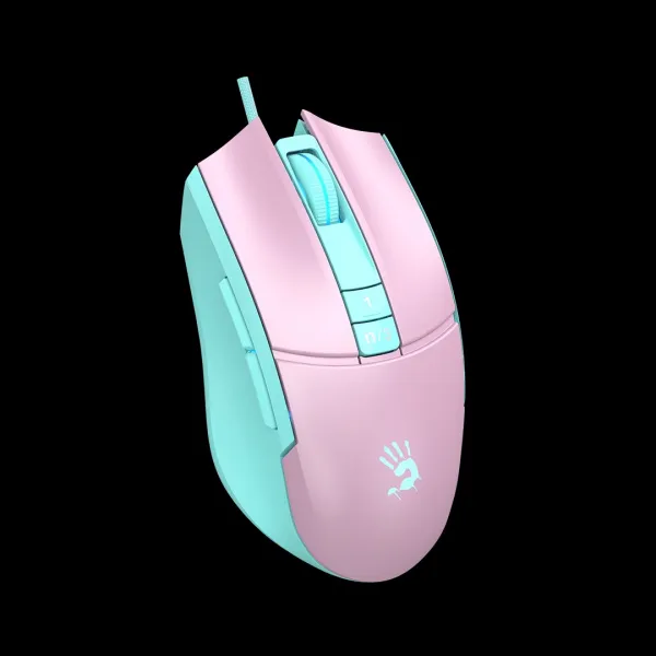 A4tech Bloody Myš L65 Max, podsvícená herní myš, 12000 DPI, USB, Růžová