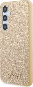 Guess Glitter Flakes Metal Logo Kryt pre Samsung S24 Plus, Zlatý