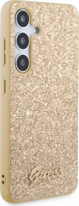 Guess Glitter Flakes Metal Logo Kryt pre Samsung S24 Plus, Zlatý