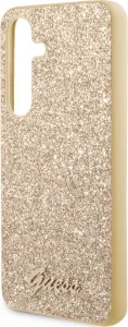 Guess Glitter Flakes Metal Logo Kryt pre Samsung S24 Plus, Zlatý