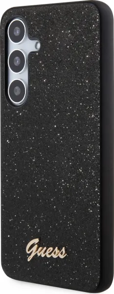 Guess Glitter Flakes Metal Logo Kryt pre Samsung S24, Čierny