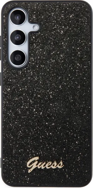 Guess Glitter Flakes Metal Logo Kryt pre Samsung S24, Čierny