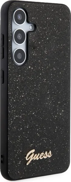 Guess Glitter Flakes Metal Logo Kryt pre Samsung S24, Čierny