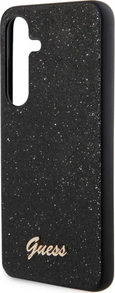 Guess Glitter Flakes Metal Logo Kryt pre Samsung S24, Čierny