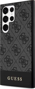 GUESS PU 4G Stripe Kryt pre Samsung S24 Ultra, Čierny