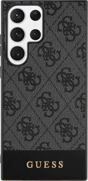 GUESS PU 4G Stripe Kryt pre Samsung S24 Ultra, Čierny
