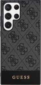 GUESS PU 4G Stripe Kryt pre Samsung S24 Ultra, Čierny