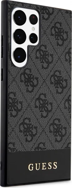 GUESS PU 4G Stripe Kryt pre Samsung S24 Ultra, Čierny