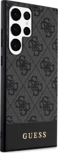 GUESS PU 4G Stripe Kryt pre Samsung S24 Ultra, Čierny