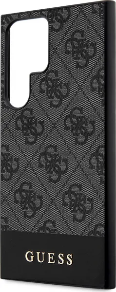 GUESS PU 4G Stripe Kryt pre Samsung S24 Ultra, Čierny