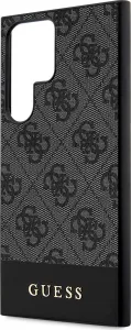 GUESS PU 4G Stripe Kryt pre Samsung S24 Ultra, Čierny