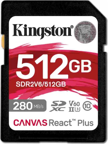 Kingston SDXC karta 512GB Canvas React Plus, UHS-II, U3, V60, R:280/W:150MB/s