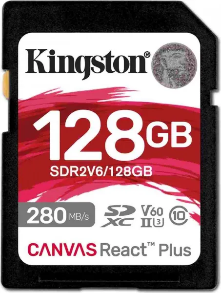 Kingston SDXC karta 128GB Canvas React Plus, UHS-II, U3, V60, R:280/W:100MB/s