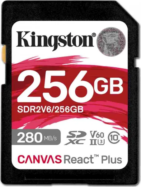 Kingston SDXC karta 256GB Canvas React Plus, UHS-II, U3, V60, R:280/W:150MB/s