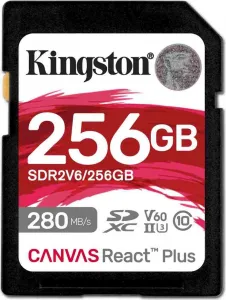 Kingston SDXC karta 256GB Canvas React Plus, UHS-II, U3, V60, R:280/W:150MB/s