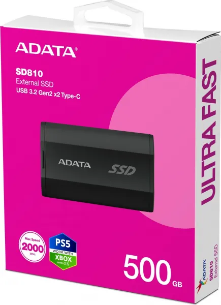A-Data Pevný disk ADATA SD810, externý HDD 2.5'' 500GB, SSD, USB 3.2 Gen2, čierny