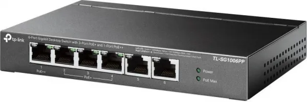 TP-Link CCTV switch TL-SG1006PP (6xGbE, 3xPoE+,1xPoE++, 64W, fanless)
