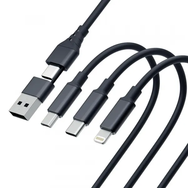 3mk nabíjecí kabel Hyper Cable 3in1 USB-A/C na USB-C/Micro USB/Lightning 1.5m, černá